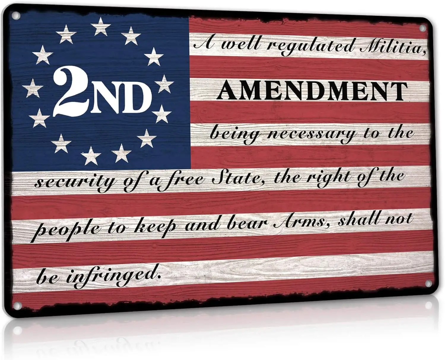 2nd Amendment Metal Tin Sign, Patriotic Americana Wall Decor for Firing Ranges, Gun Room, Office, Gifts for Veterans Military 12