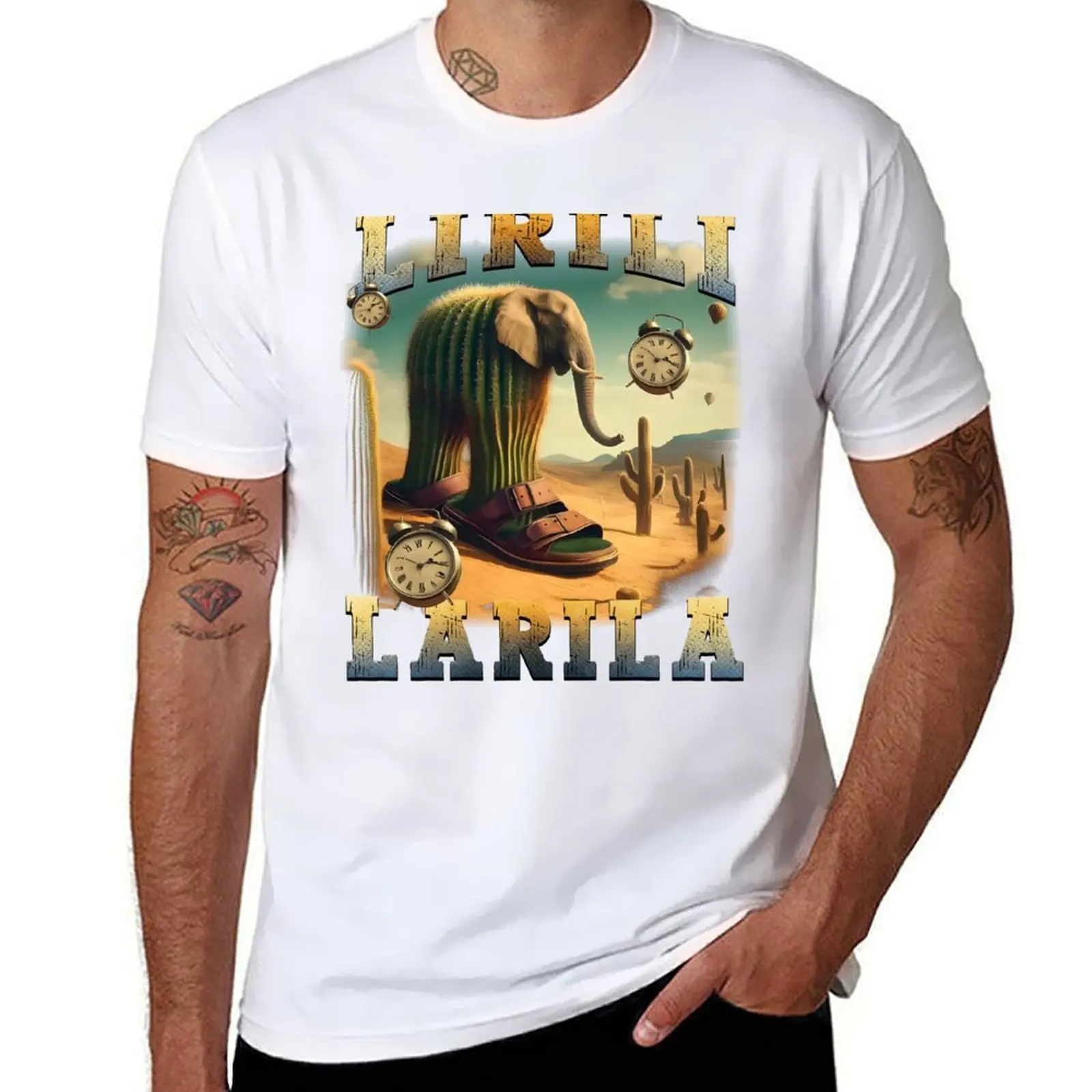 

Lirili Larila Funny Italian Brainrot Meme T-Shirt men t shirt cotton 100% t shirt man casual T-Shirt
