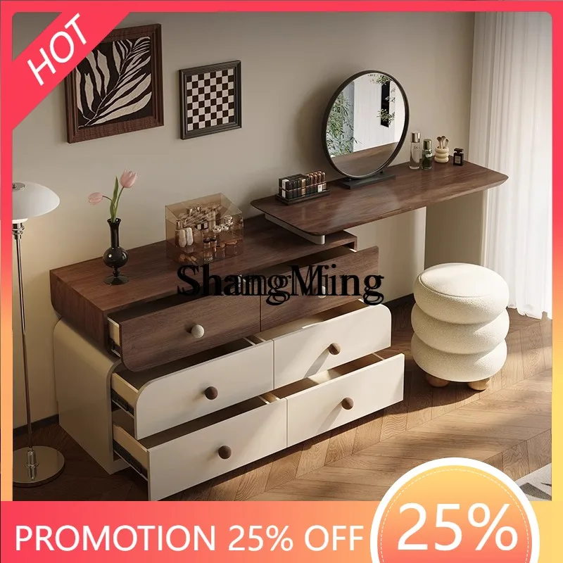 

SM dresser chest retractable storage integrated desk bedroom solid wood small apartment makeup