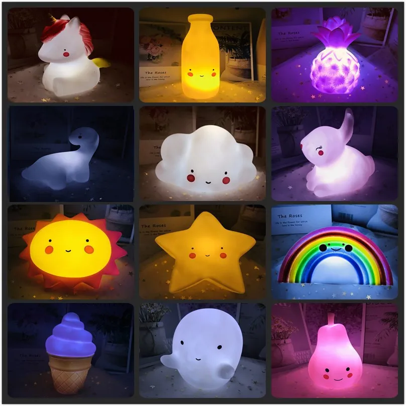 Led Children\'s Night Light Cartoon Dinosaur Table Lamp Soft Cute for Home Kid Bedroom Decoration Lamp Christmas Gift Baby Toys