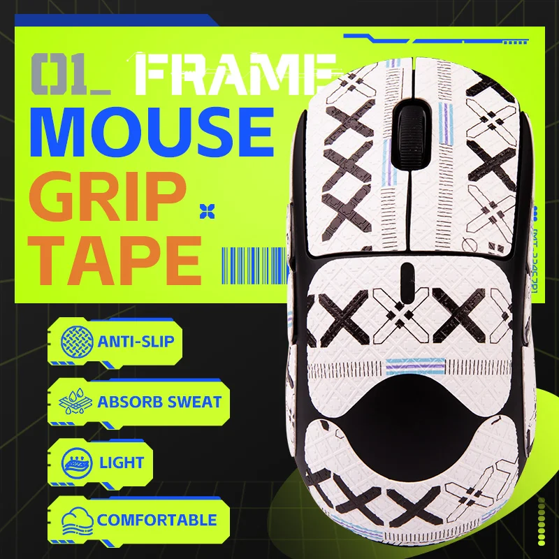 Talongames Mouse Grip Tape Diy Handgemaakte Sticker Antislip Zuigen Zweet Voor Logitech Gpro Draadloze Palm Anti Zweet Wit Print