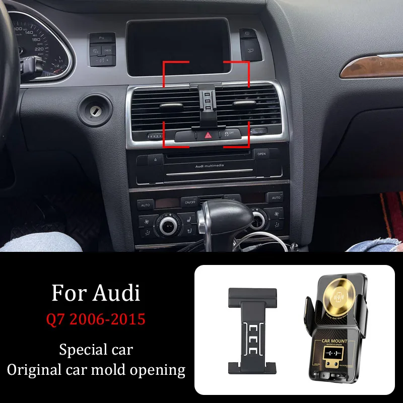 

Car Phone Holder For Audi Q7 2006-2015 Central Control Fixed Base DIY Screen Projection QI Wireless Charger Bracket Accessories