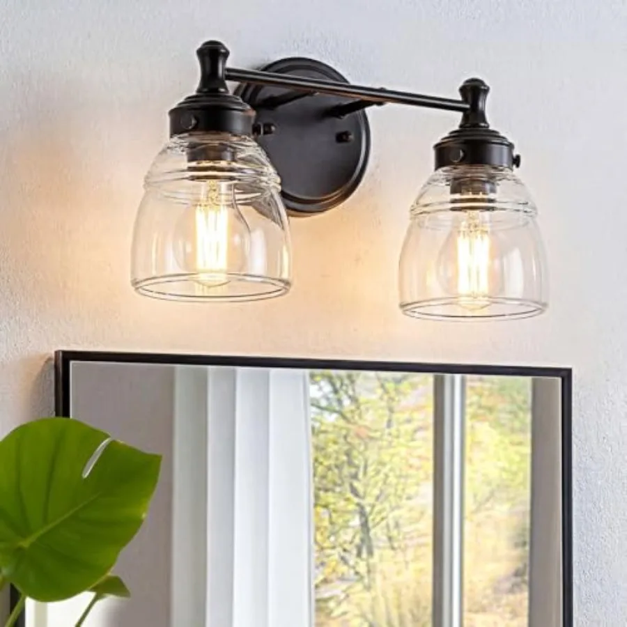 

Bathroom Light Fixtures Modern Black Vanity Lights for Bathroom Light Fixtures Over Mirror with Clear Glass Lampshade for Cabin