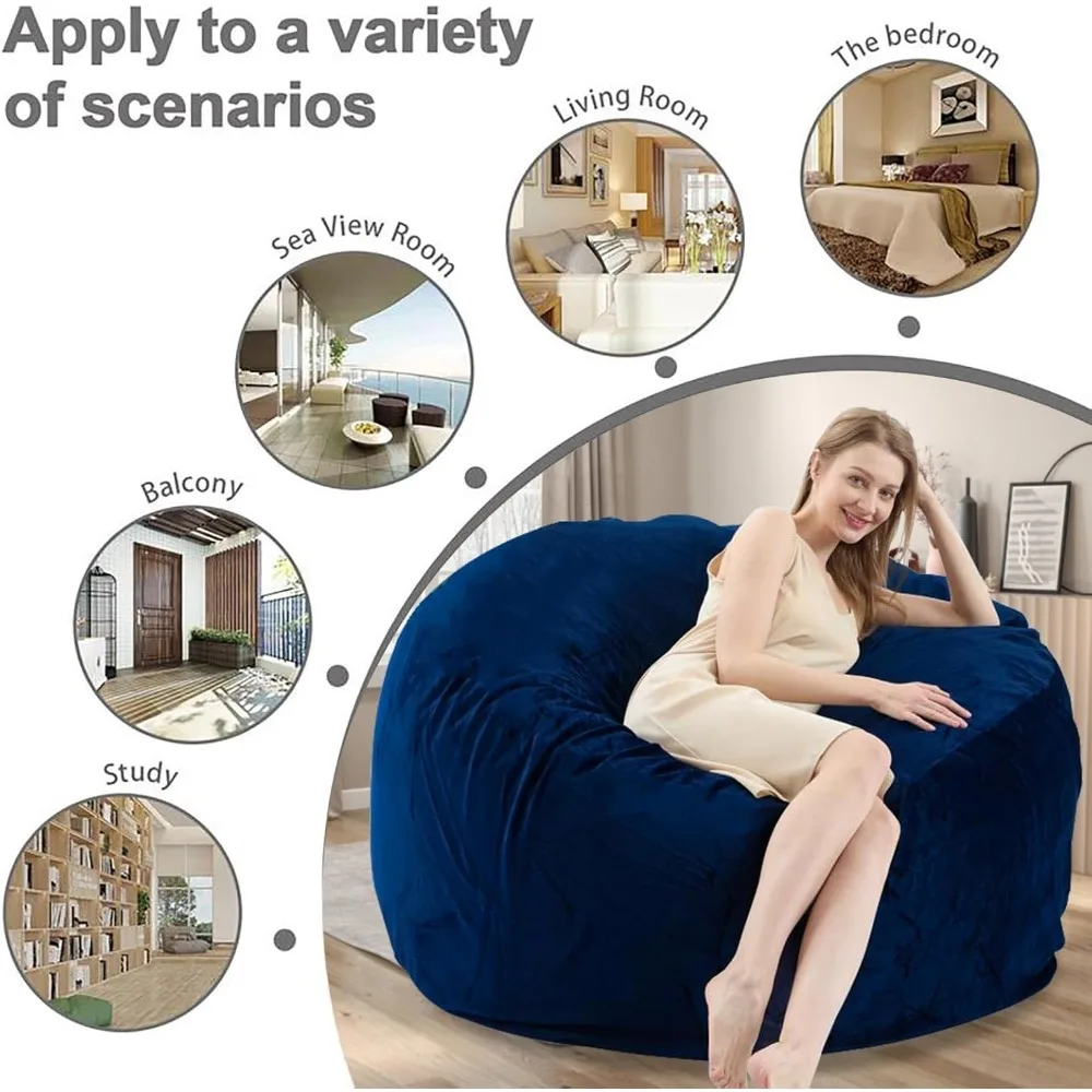 كرسي بين باج مملوء بإسفنج الذاكرة للبالغين - أثاث غرفة معيشة كبير الحجم بطول 5 أقدام، مناسب للجلوس المريح #5