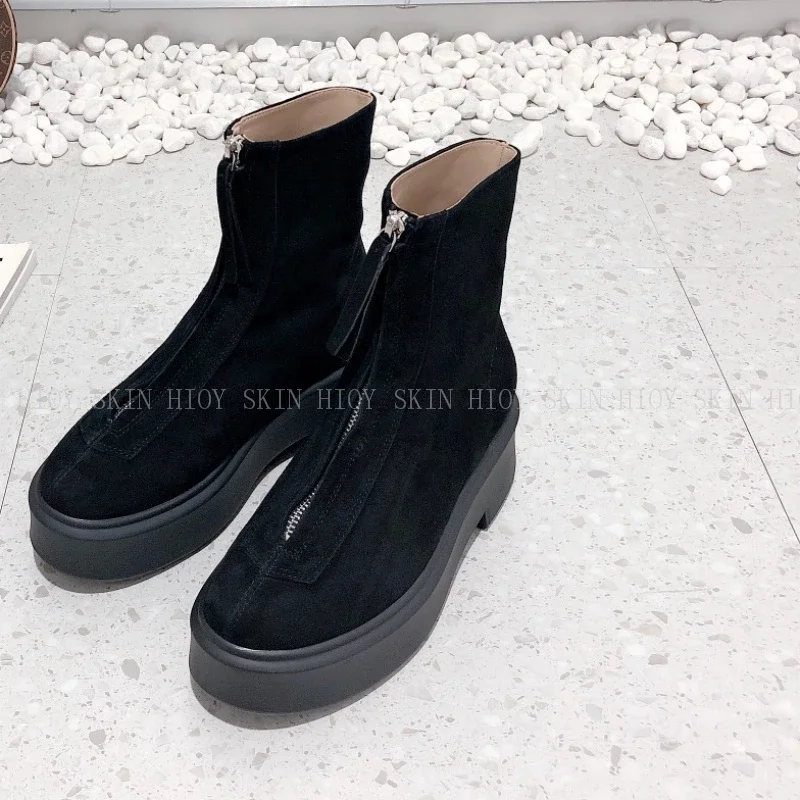 

2025 New Women Boots Leather Top Quality Woman Boots for Women Botines Mujer Short Short Ankle Boots Flat Heel Zipper