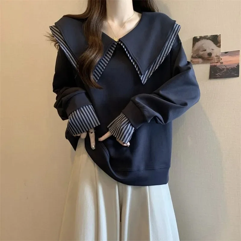 

Designed Fake Two-piece Sweatshirt for Women 2025 Autumn New Style Fashionable Bow Knot Chic Niche Jacket Top