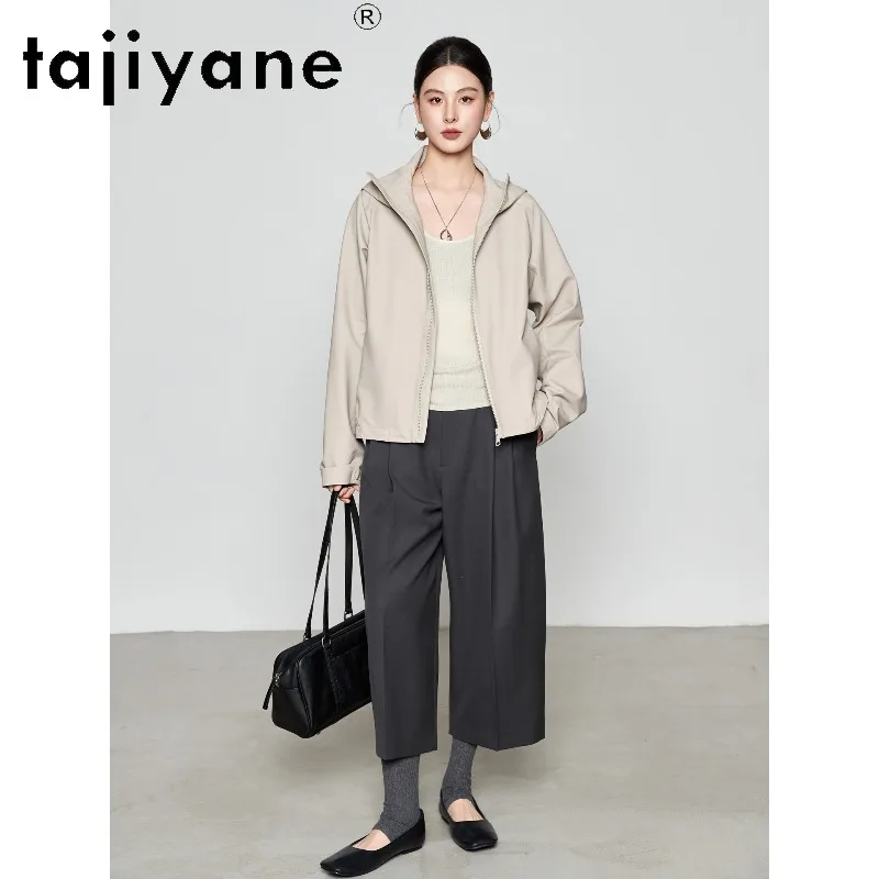 TAJIYANE Genuine Leather Jacket Woman Ultra Thin Sheepskin Cropped Hooded Jackets for Woman Leather Coat Unlined Outerwear 자켓
