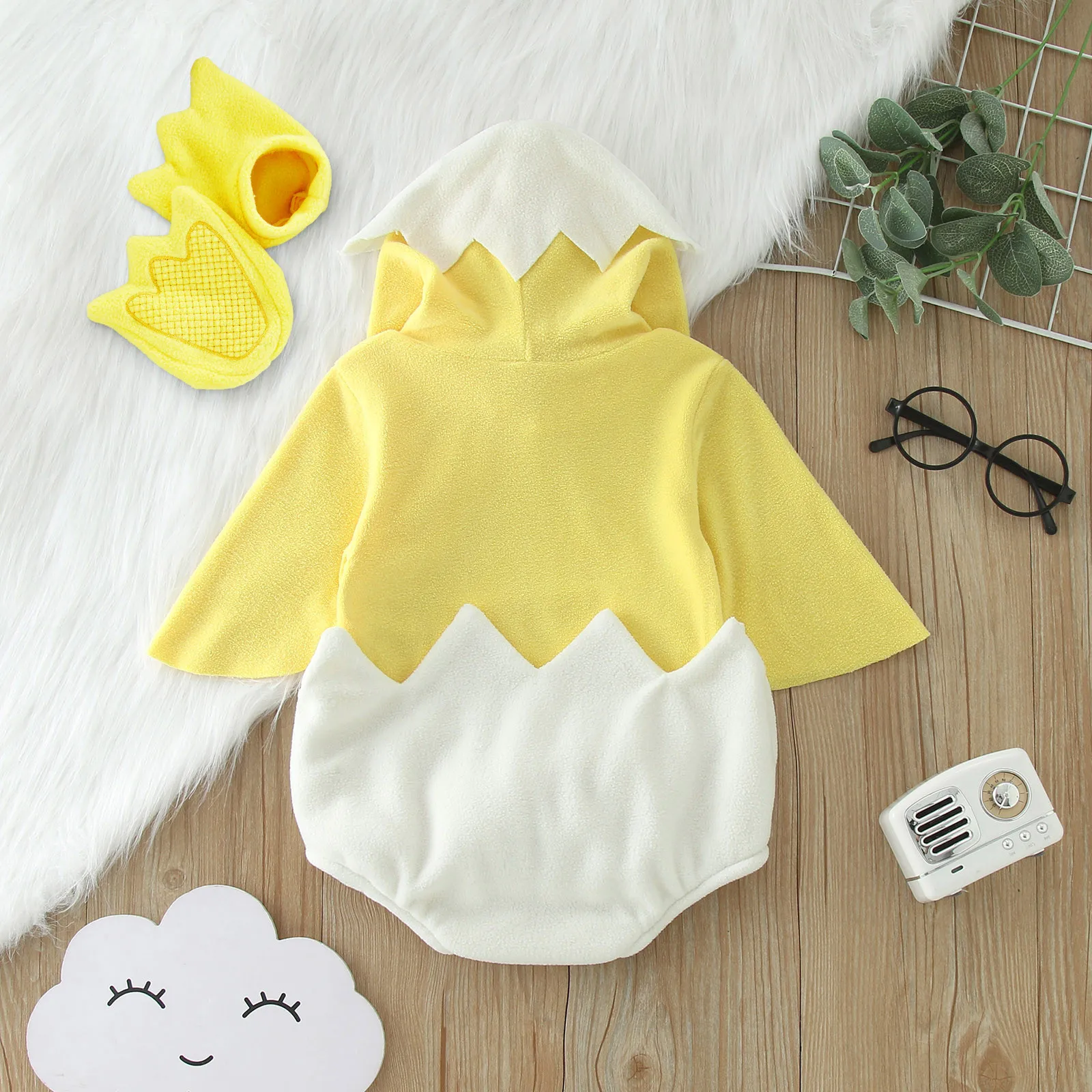 Umorden Little Chicken from Shell Newborn Hatching Chick Costume for Baby Girls Boys 6-12M 12-24M Hoodie Romper Easter Clothes