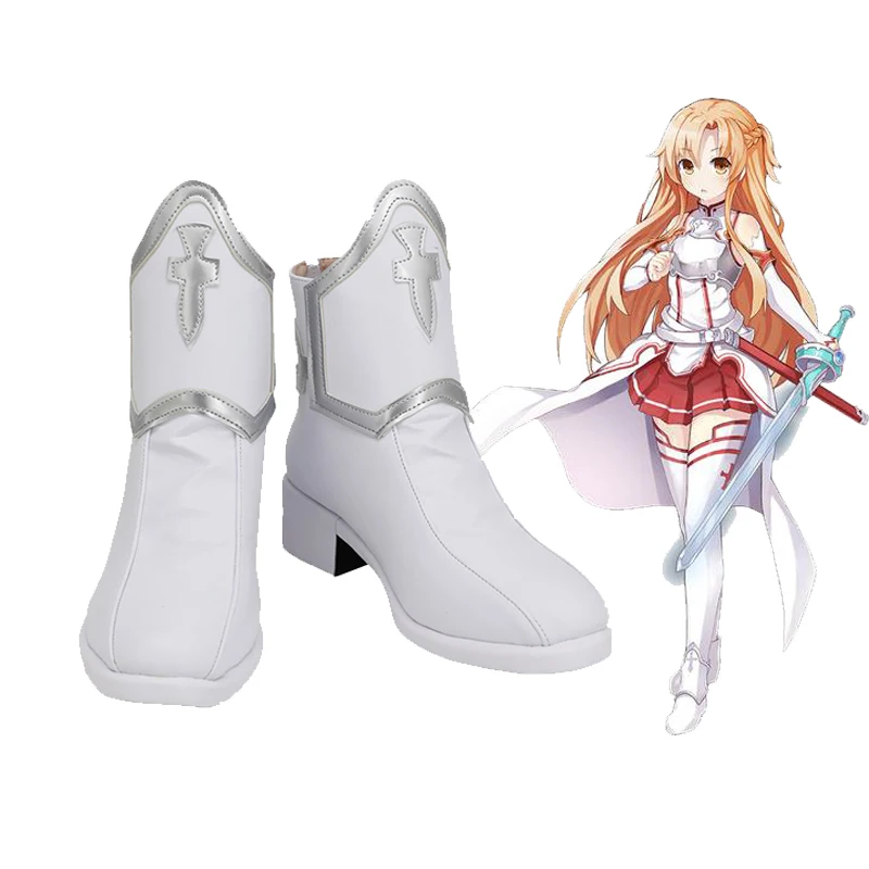 

Sword Art Online Yuuki Asuna Cosplay Boots Shoes Halloween Cosplay Prop Custom Made