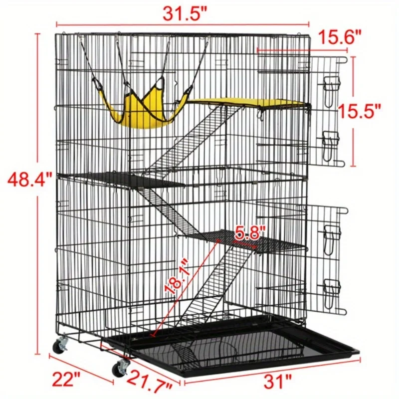 48-inch rolling metal kitten carrier pet enclosure indoor outdoor with hammock wheel