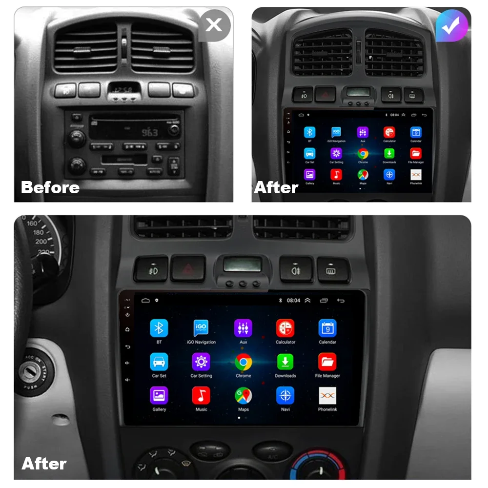 2din Android 13 Carplay 8GB RAM Head Unit Radio For Hyundai Classic Santa Fe 2005 2006-2015  Car GPS Multimedia Player