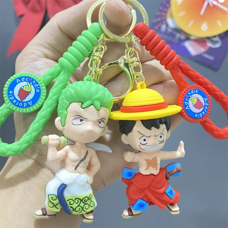 Anime New One Piece Keychain Luffy Nami Sanji Zoro Keychain Doll Male and Female Pendant Ornament Kawaii Gift