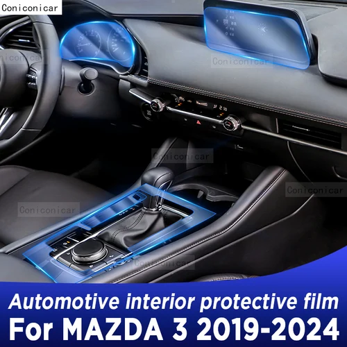 Para Mazda 3 2019-2024 2022 Panel de pantalla de navegación Interior automotriz película protectora de TPU pegatina antiarañazos