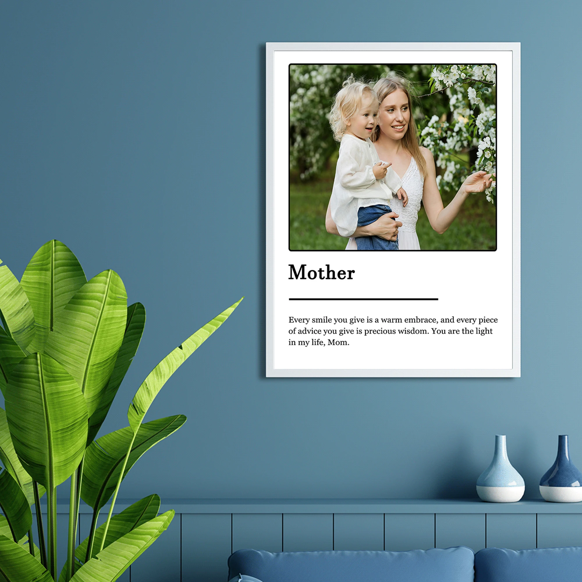 1Pc Unframed Custom Photo Mother Canvas Wall Art,Home BedRoom Living Room Hallway Villa Decor,Ideal Birthday Wedding Gift