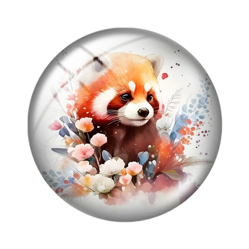 Watercolor dog tiger sea lion cat 10pcs 12mm/18mm/20mm/25mm Round photo glass cabochon demo flat back Making findings