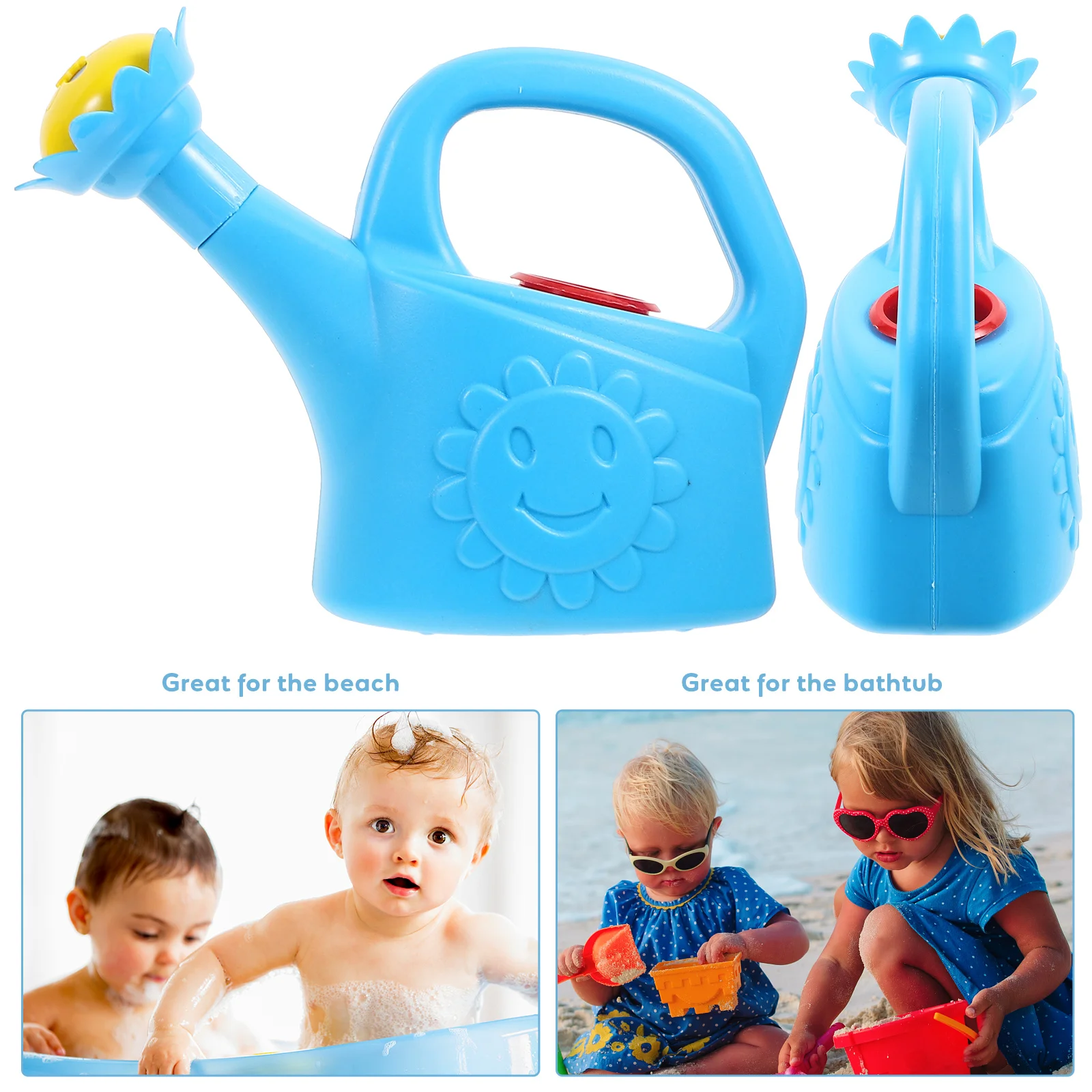 Jouet de bain d'arrosage, 2 pièces, jouets de plage d'été pour garçons, baignoire en métal, douche en plastique amusante pour enfants