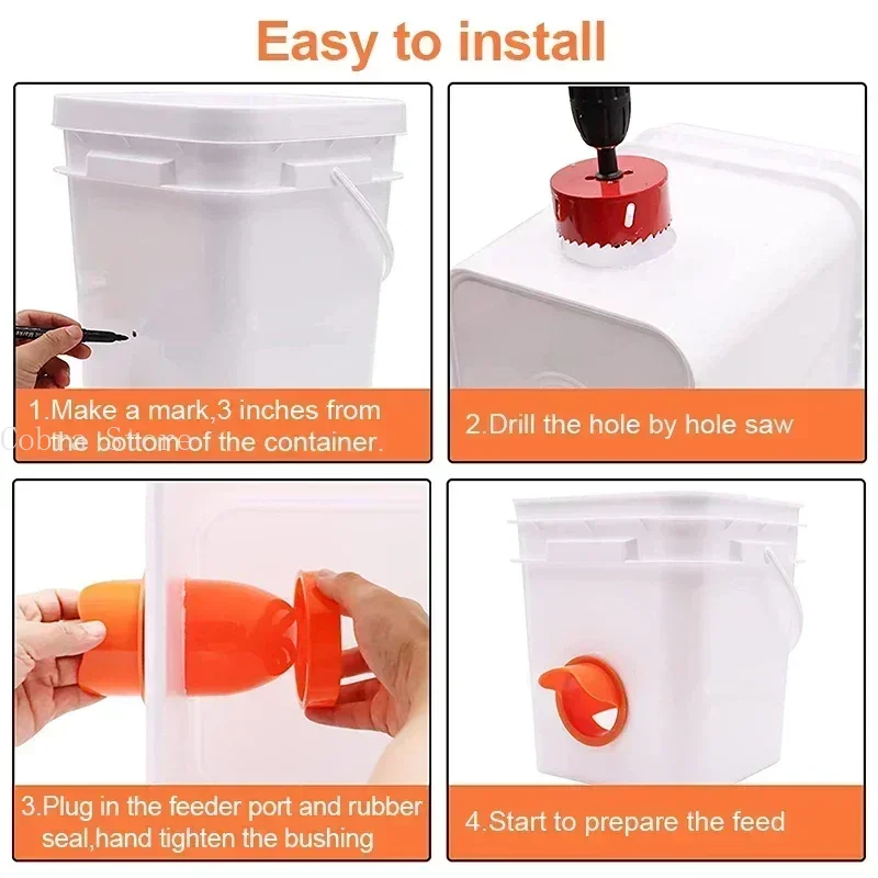 وحدة تغذية الدجاج لتقوم بها بنفسك طقم منفذ تغذية مقاوم للمطر لخزان دلو برميل صناديق مجموعة تغذية الجاذبية