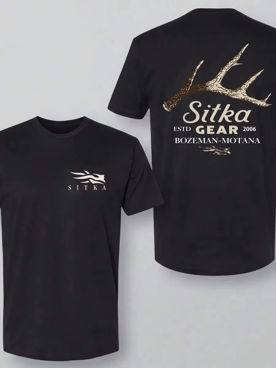 2026 Men's Antler Graphic Short Sleeve T-shirt Outdoor Casual Crewneck Tee