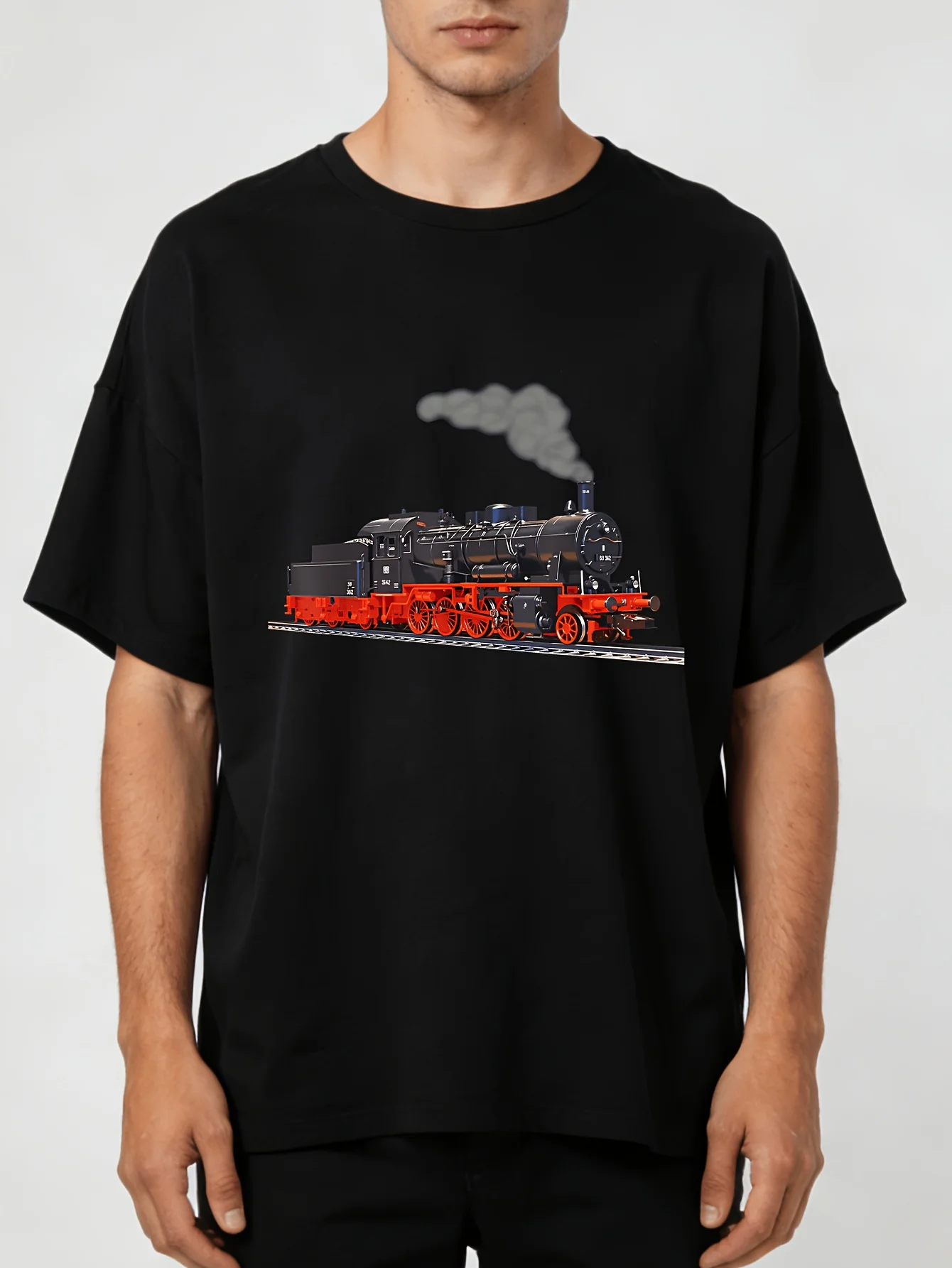 2026 Authentic Steam Train T-Shirt, Locomotive T-Shirt, Round Neck T-Shirt, Breathable, Machine Washable, Regular Weight, Availa