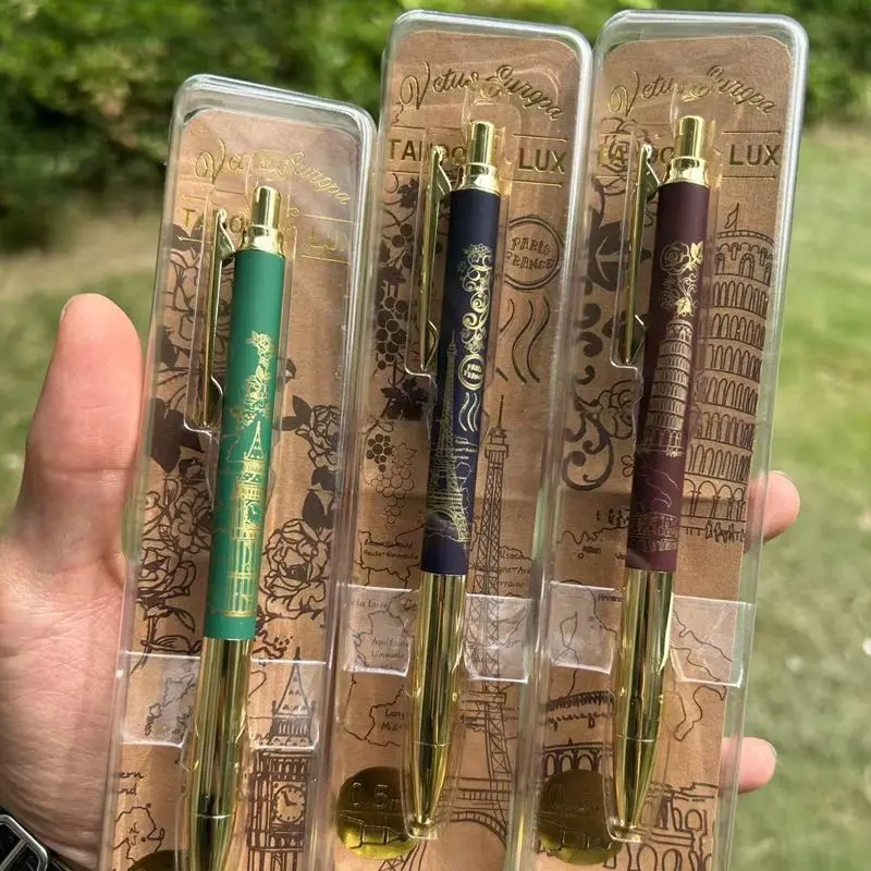 

Japan European Retro Limited Edition Gender-Neutral Pen Black 0.7mm Refill Metal London Paris Eiffel Tower Pattern Ballpoint Pen