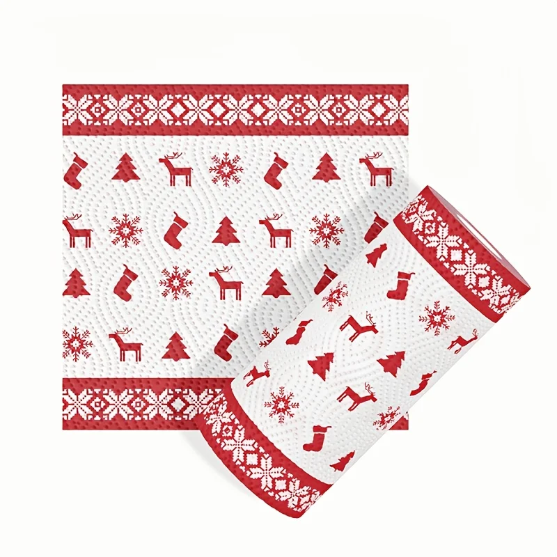 Christmas Napkin Roll, Cute Random Pattern Toilet Paper, Thickened Novelty Bathroom Tissue for Home Party Office Hotel Decor - view 5