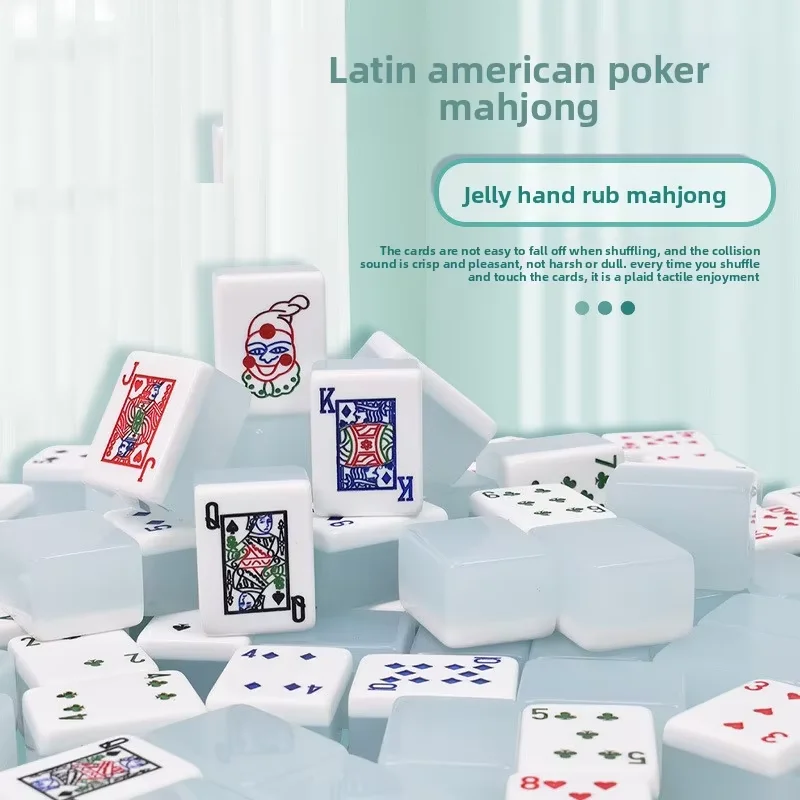 Luxury Latin American Poker Crystal Mahjong Set Hand-Crafted Jelly Tiles Series Individually Packaged Home Entertainment
