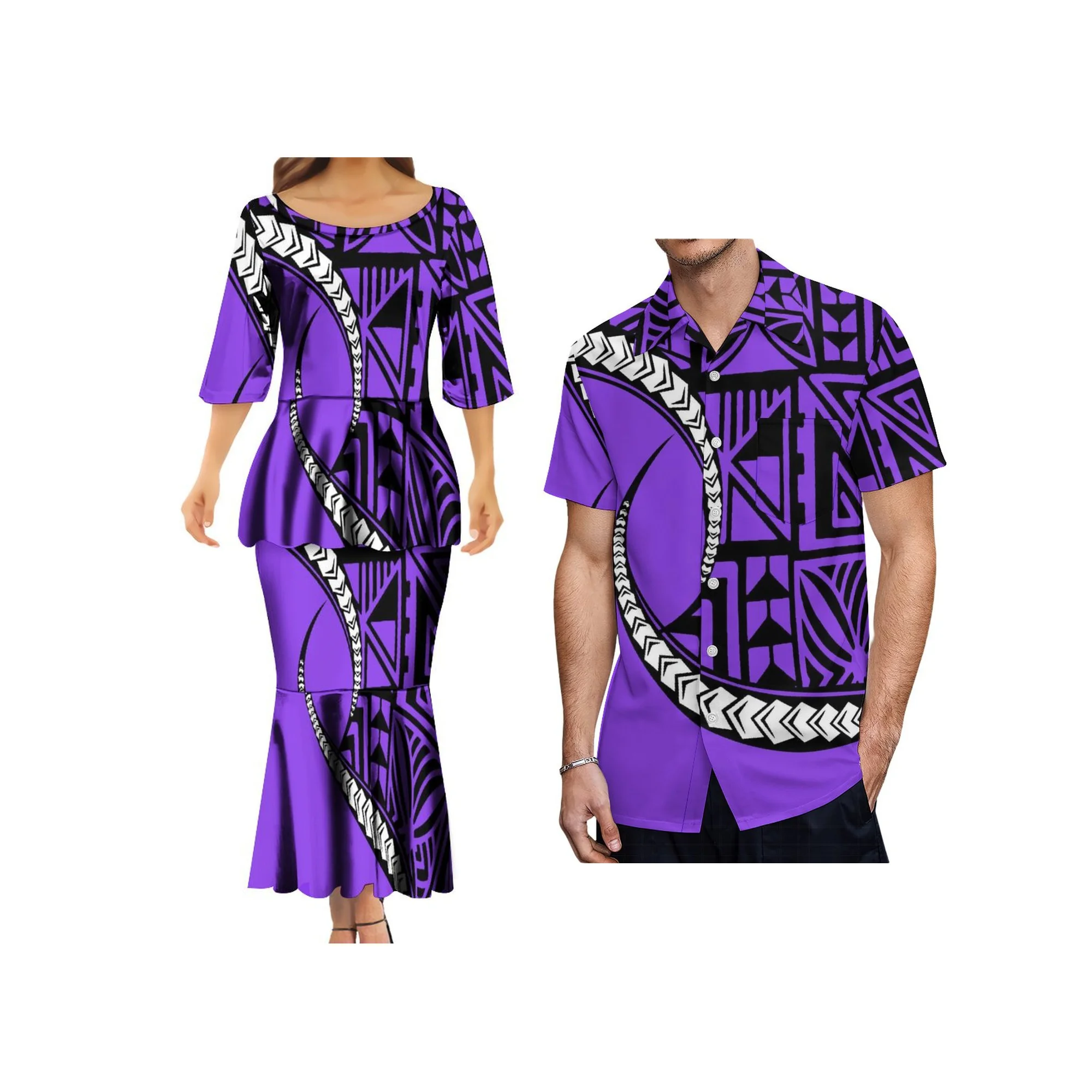 2025 Spring Customized on Demand Dress Samoan Island Design Elegant Dress Polynesian Tribal Women Mermaid Dress