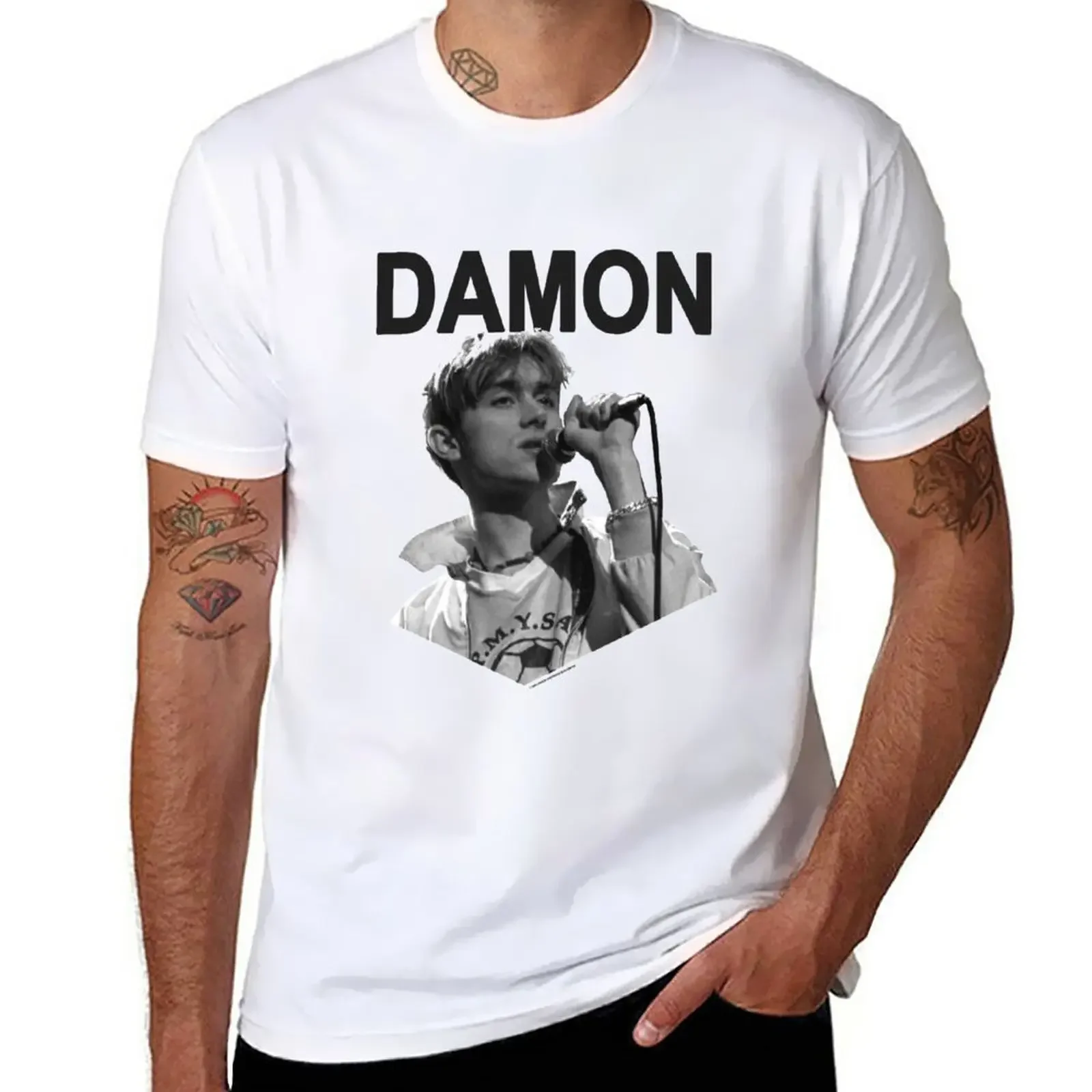 Anime Graphic T Shirt Tees Men's Cotton  New Damon Albarn - Vintage 90s - Blur Merch T-Shirt Harajuku Oversized Men Clothing TEE