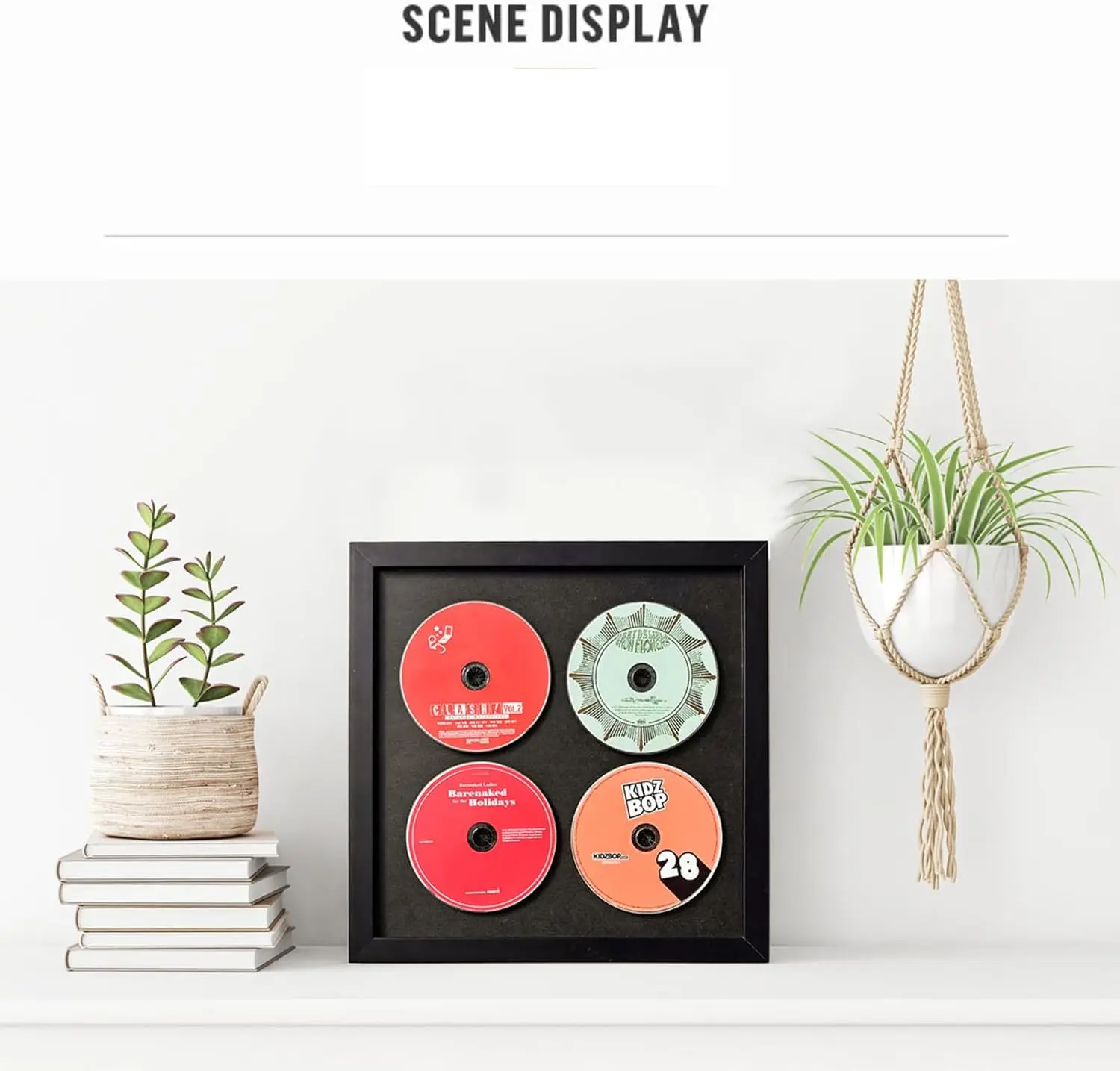 Wall record rack,Music album box,CD music box,CD case solid wood frame.Black Frame 13 x 13 Music Frame Display Case with for 4 5