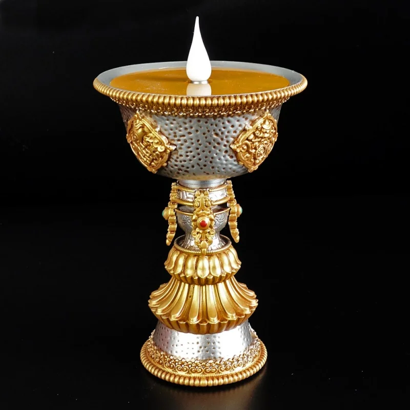 

Tibetan Led Candle Butter Lamp Smokeless and Fireless Buddhist Electronic Home Decorative Candles Holder usb Powered