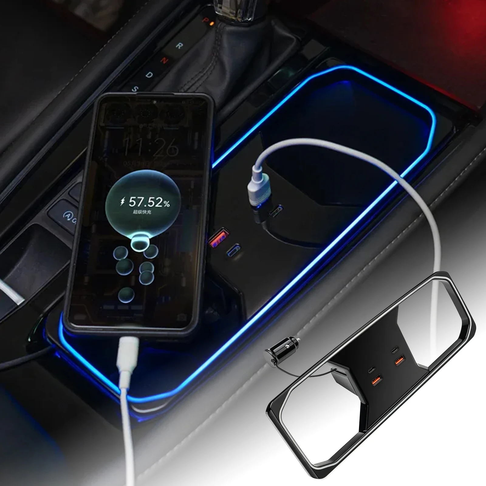 For Honda Accord 11th Gen 2023 2024 2025 Docking Station 45W Quick Charger USB Shunt Hub Power Splitter Type-C Charger