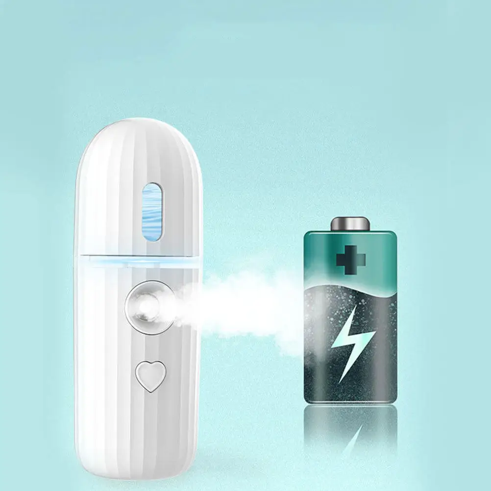 

2Pcs Mini Facial Mister Spray Portable Humidifier for Travel Home Office Skincare Deep Moisturizing Mist No Need Add Water