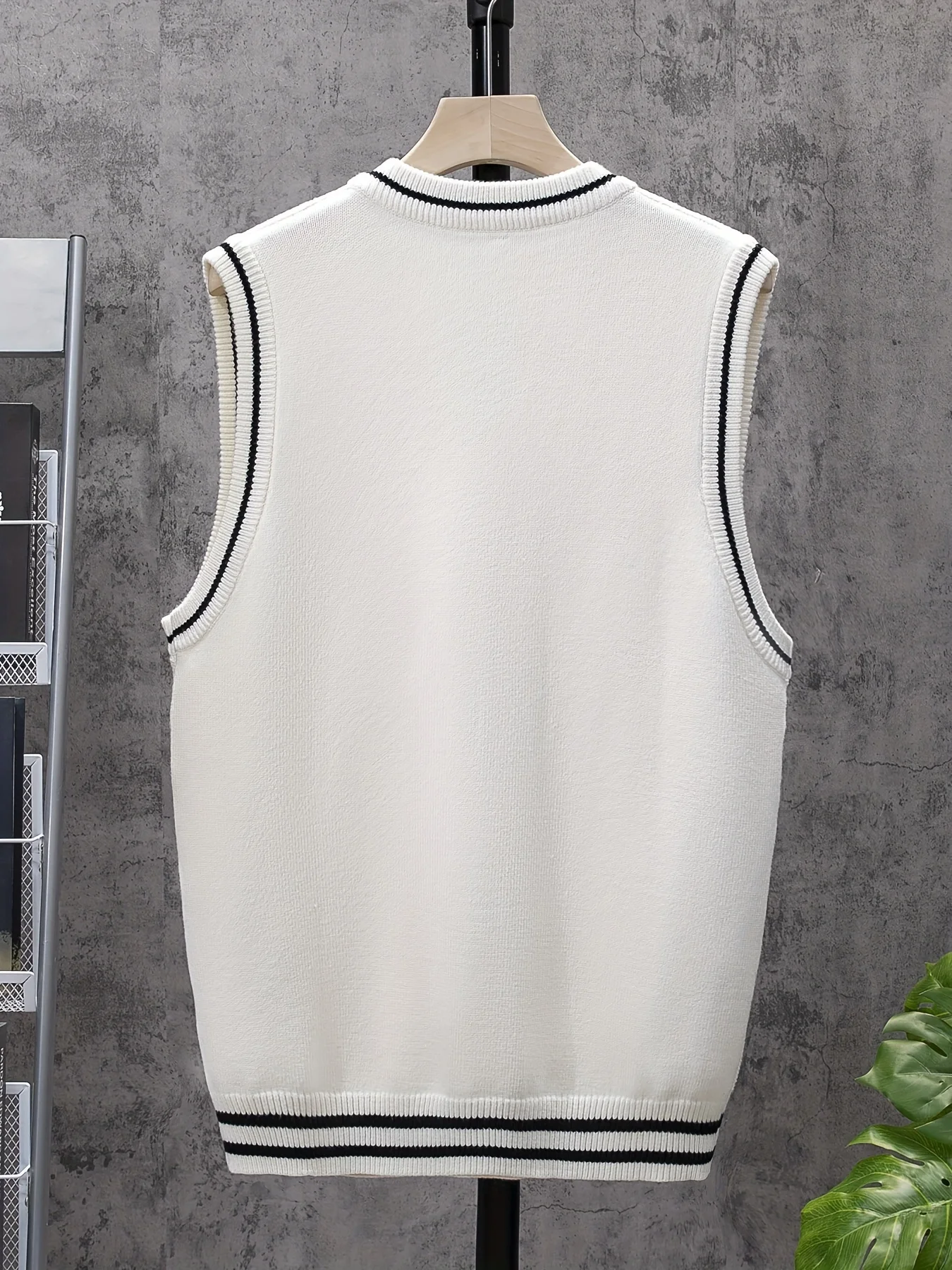 ShiSho original men's striped versatile home casual basic comfortable autumn & winter warm V-neck knitted sweater vest