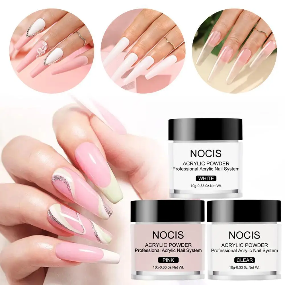 Polvere acrilica per unghie e monomero liquido Decorazione artistica per unghie per set manicure Kit Glitter per unghie in cristallo Punte per unghie 3D Strumenti per intaglio