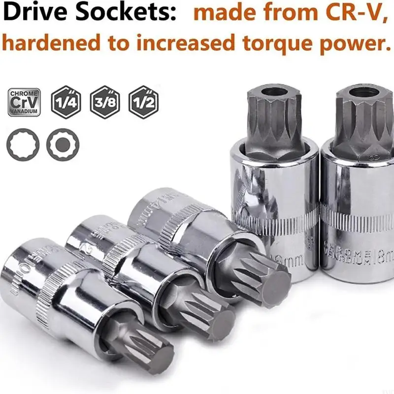Adattatore socket WXTC 10pcs a 12 punti Triple quadrato SPINE SET PER AUTO