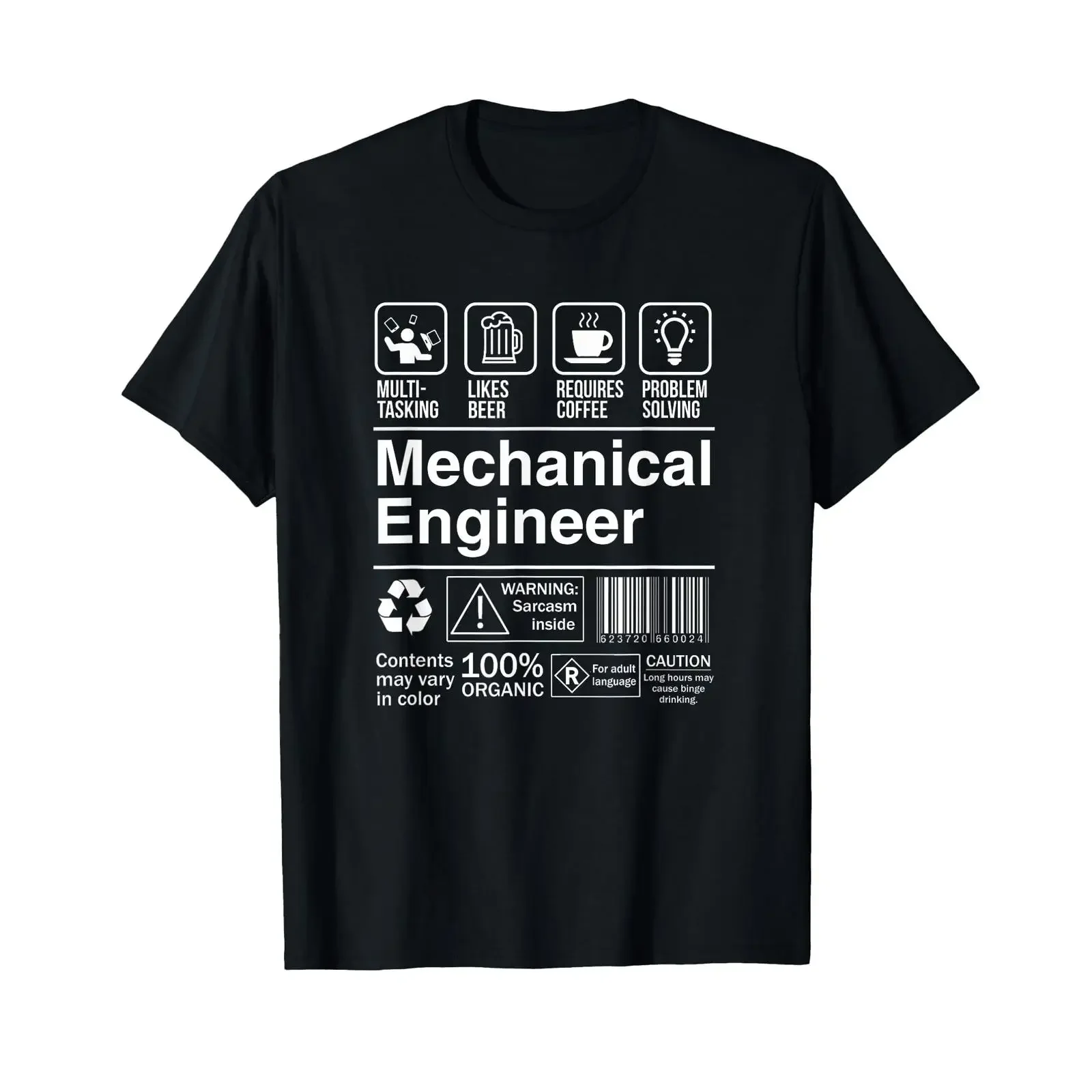 Mechanical Engineer Funny Description Label T Shirt vintage Washed Casual Stretched Slightly homme designer clothes Unisex