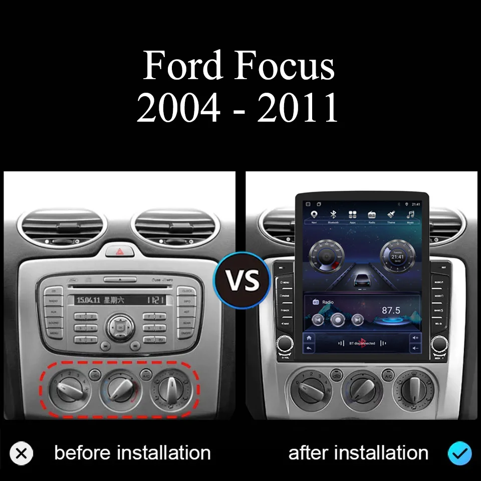 9.7‘’ Android 14.0 Car Autoradio DVD Video Audio A/V Player For Ford focus 2004 -2011 2Din GPS Navi Monitor Multimedia HU RDS