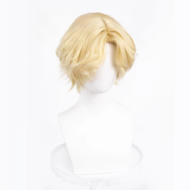 Anime alienígena palco luka peruca cosplay curto luz dourada cruly luka peruca calor resistente cabelo sintético halloween unisex perucas