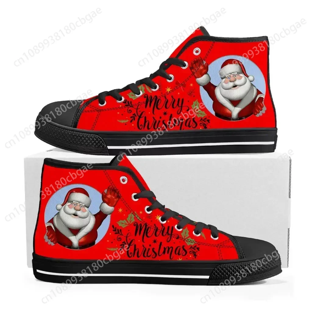 

White Snowflake Red Christmas High Top Sneakers High Quality Mens Womens Teenager Canvas Sneaker Casual Couple Shoes Custom Shoe