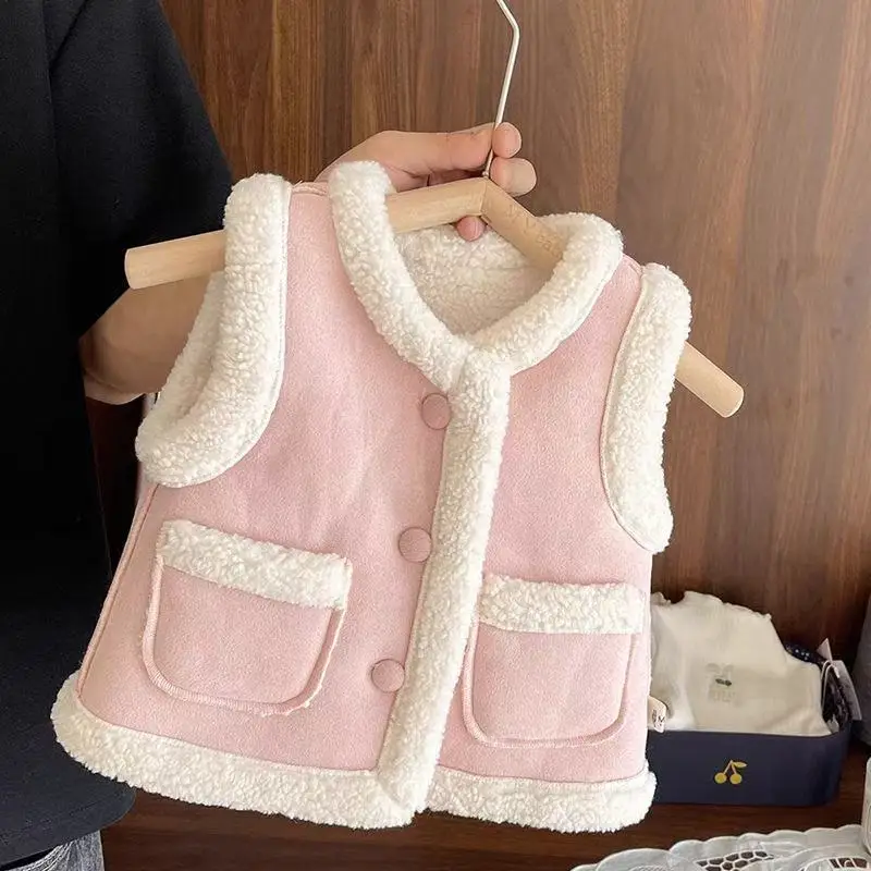 

Girls' Autumn and Winter Stylish One-piece Velvet Vest New Styles for Boys and Girls Thick Vests for Boys and Girls Trendy Trend