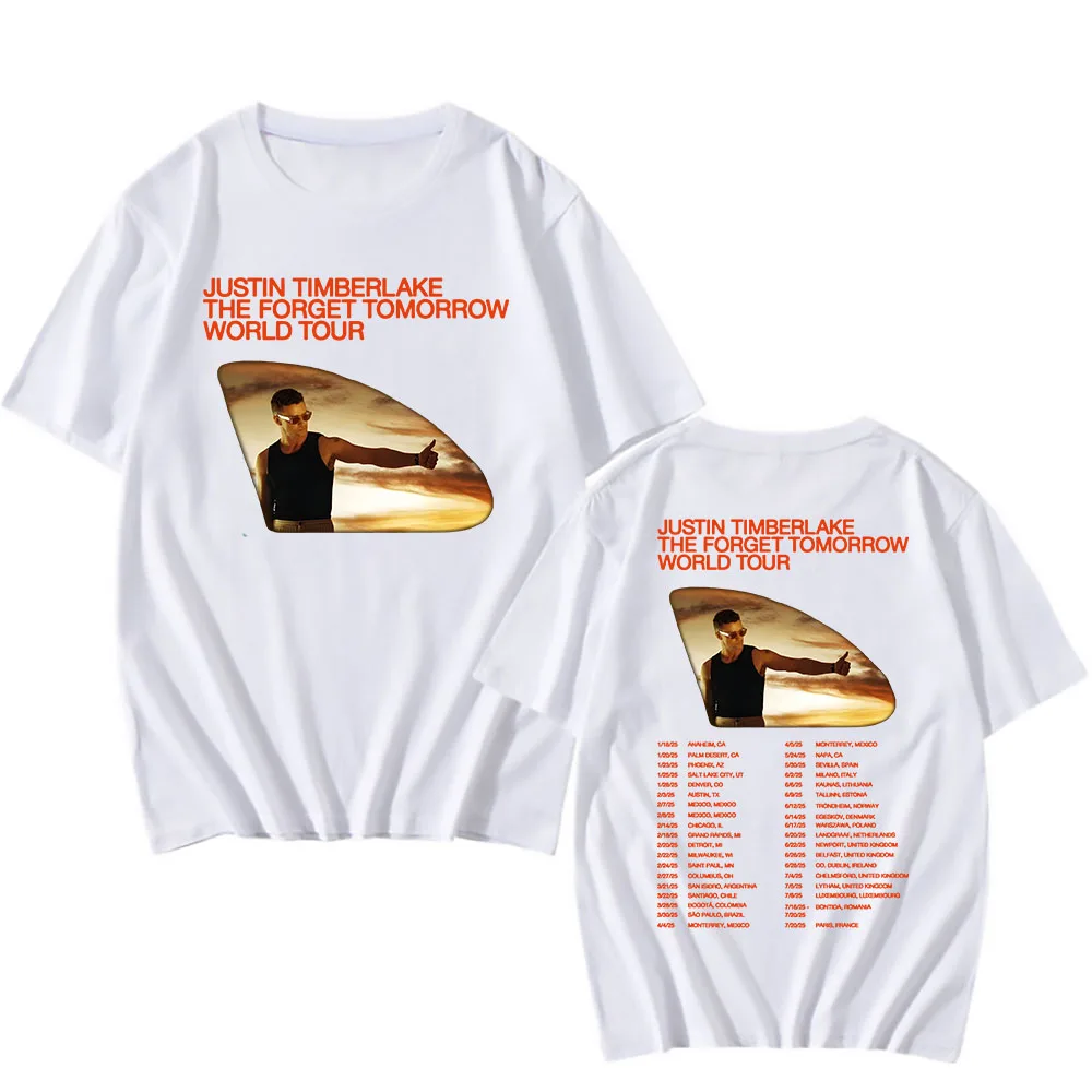 The Forget Tomorrow World Tour T-shirt Justin Timberlake Singer Printing Tshirt Streetwear Unisex Hip Hop Men Clothes
