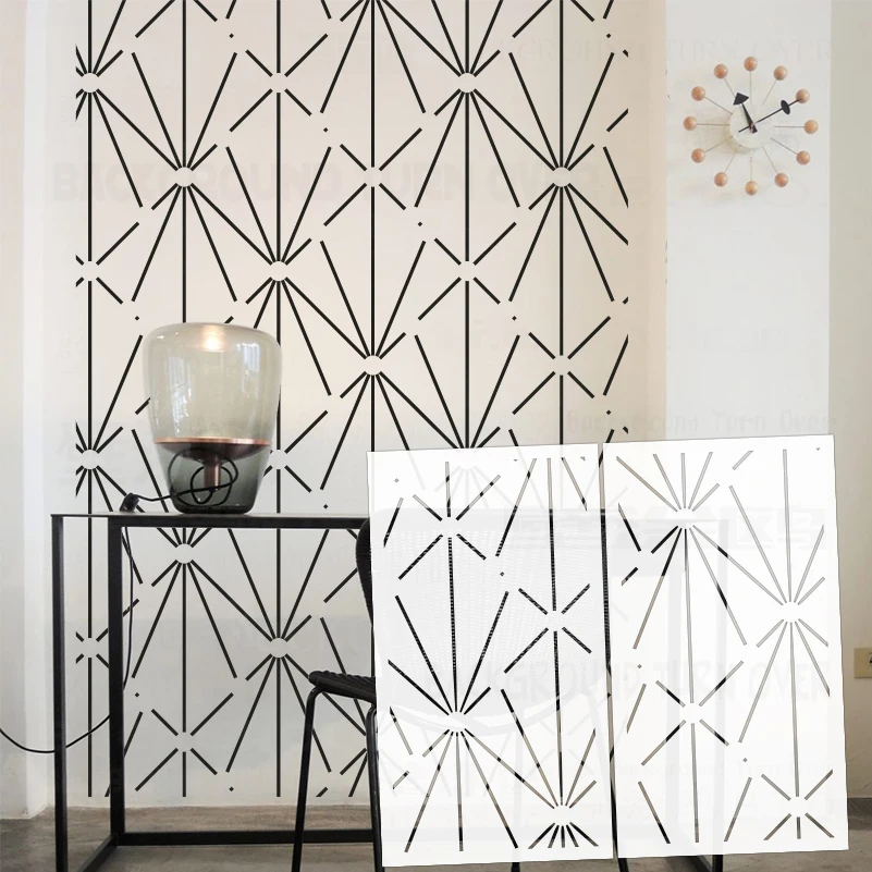 50cm - 60cm Stencil For Wall Decor Large Template Furniture Paint Painting Sideboard Accent Line Art Linear Geometry S025
