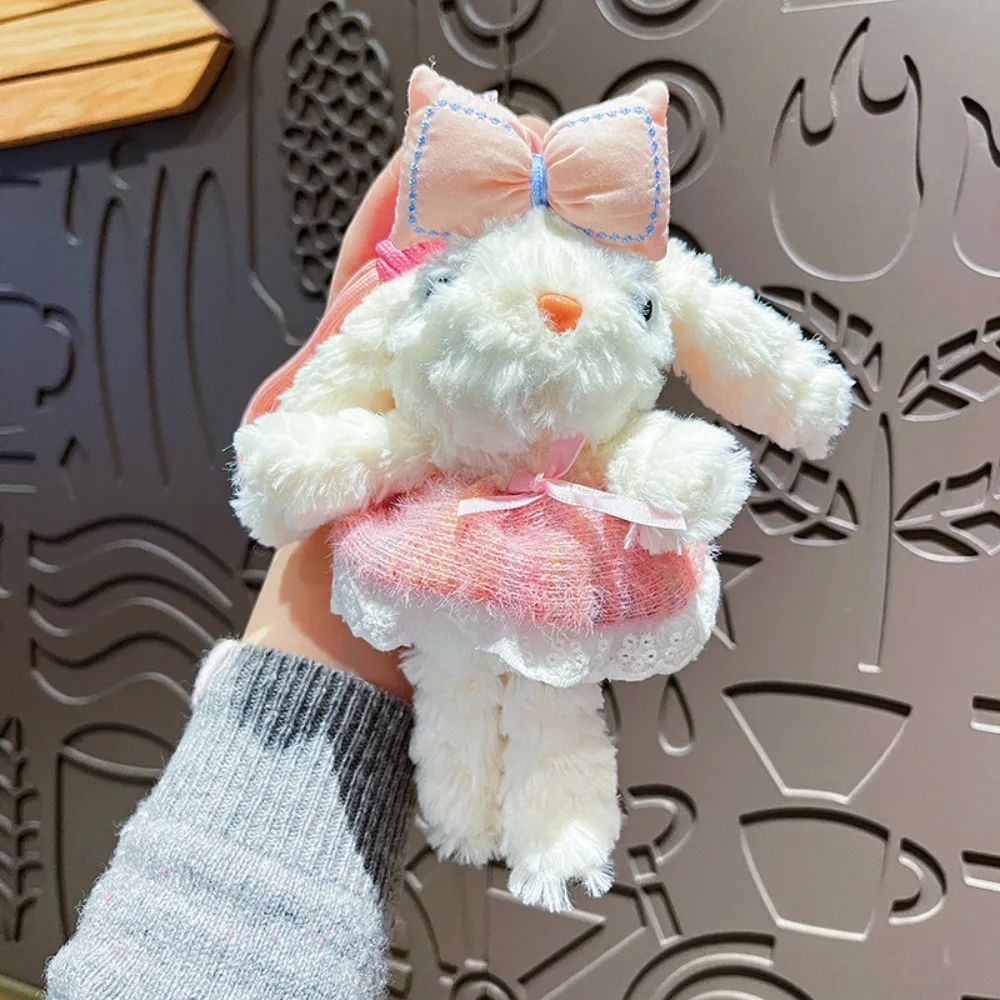 

Bow Plush Rabbit Keychain Princess Pearl Dress Stuffed Rabbit Doll Keyring Soft Cartoon Drooping Ear Rabbit Pendant Girl's Toy