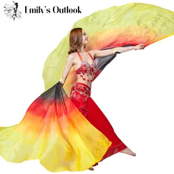 Real Silk Half Circle Belly Dance Silk Veil Isis Wings Stage Performance Props Egyptian Wing With/Without Sticks Photography