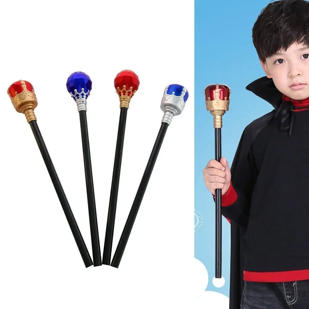 Exquisito Cetro de Plástico para Rey y Reina, Bastón de Princesa y Príncipe Rojo/Azul, Accesorios de Disfraz de Halloween, Varita de Mano para Niño
