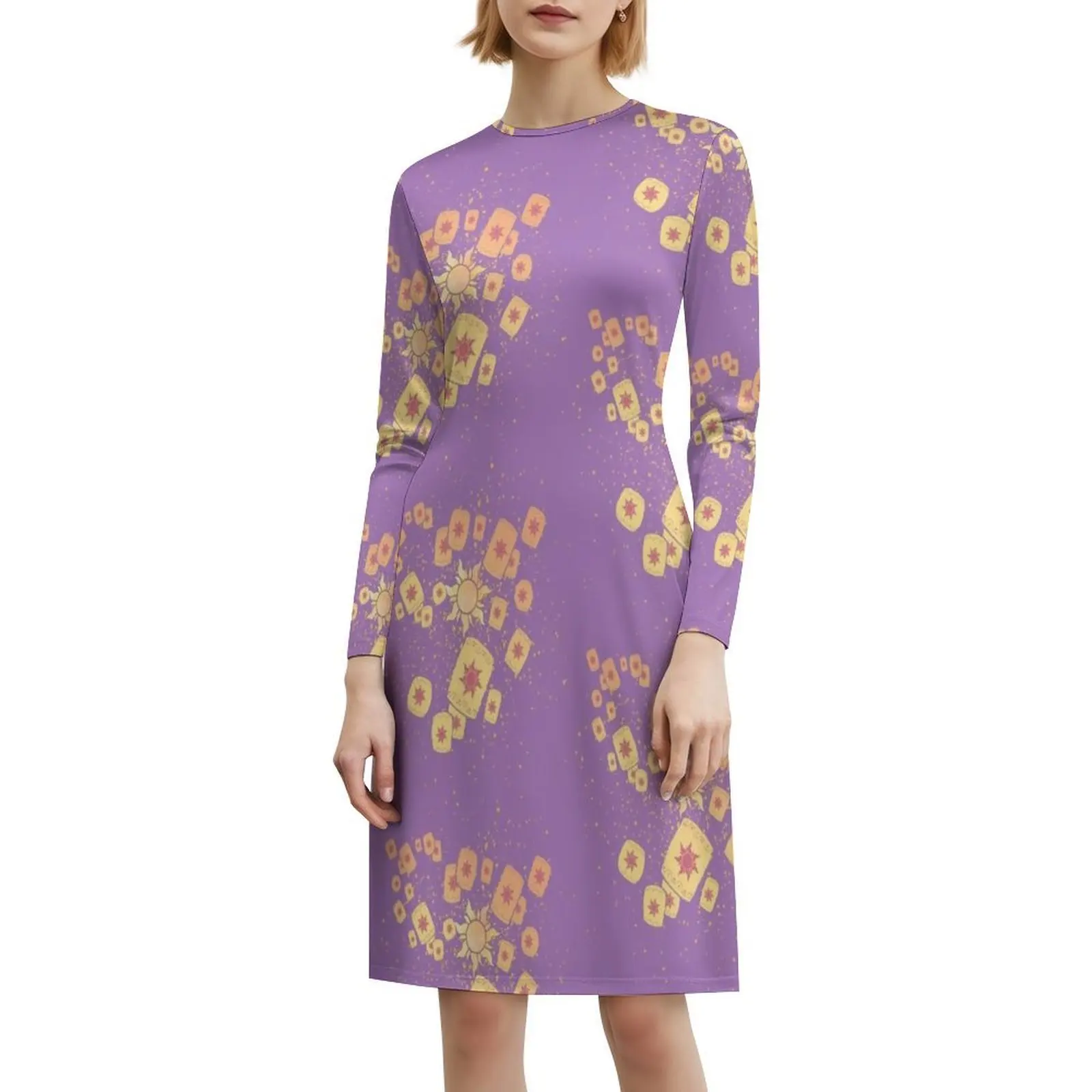 فستان فانوس خفيف متشابك على الطراز الكوري للنساء فستان كاجوال أنيق للحفلات أو الارتداء اليومي فانوس أرجواني سحري ممتع للشمس #6