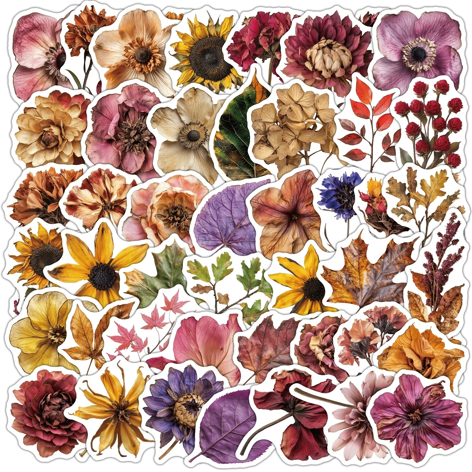 50Pcs Cartoon Flower Graffiti Stickers Waterproof Vinyl Decals for Water Bottle Laptop Phone Case Journal Gift