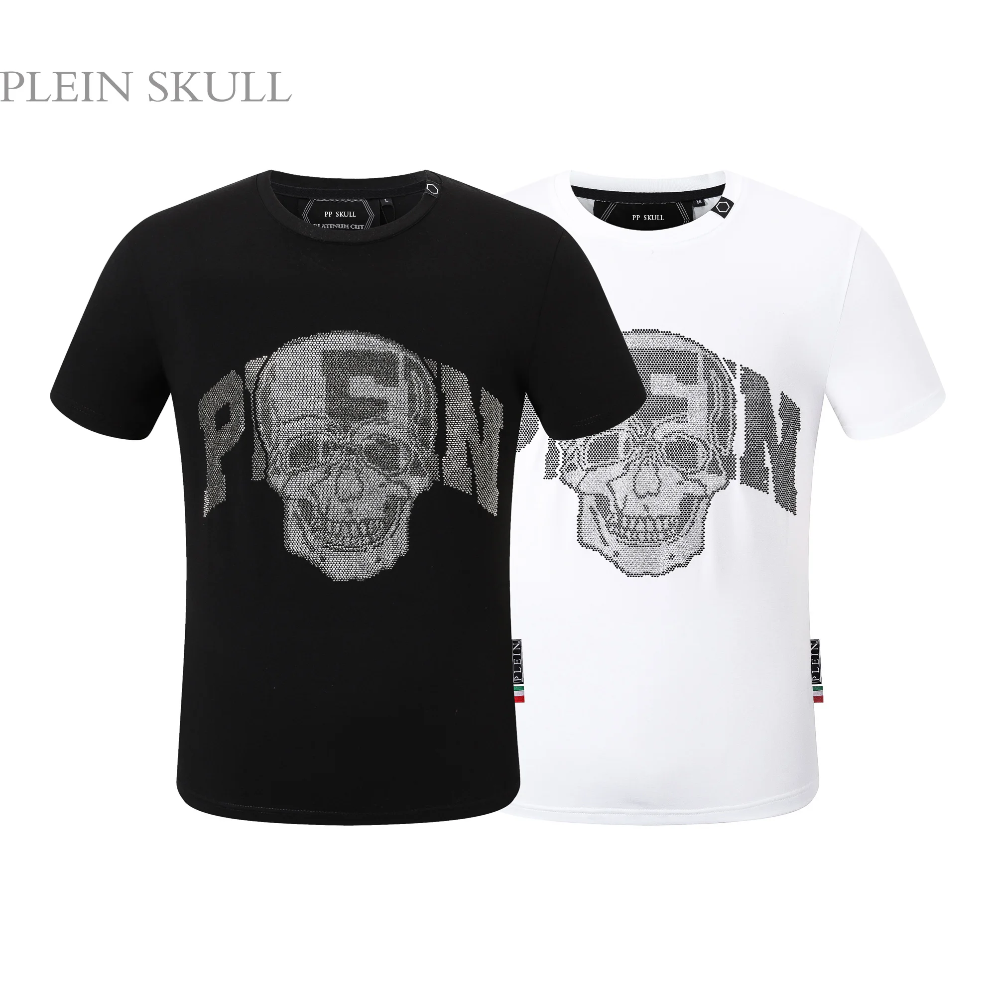 

Модная мужская футболка PLEIN SKULL в стиле ретро, летняя, с круглым вырезом, унисекс, спортивная, для вечеринок в стиле панк, с коротким рукавом, дышащая, для спортзала