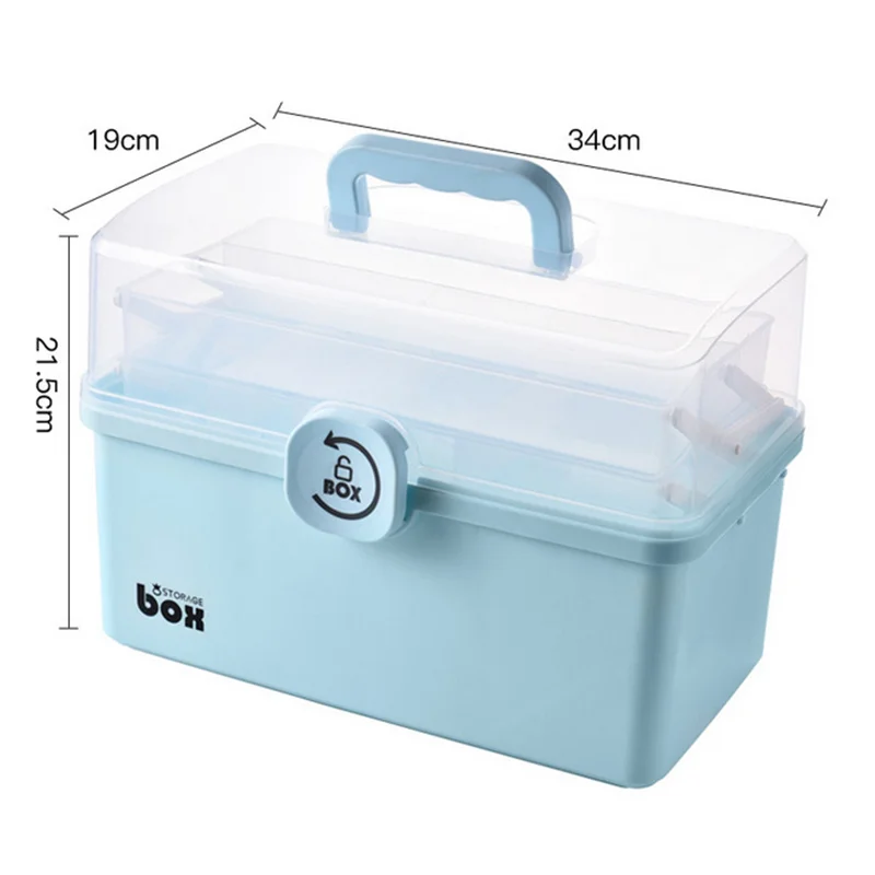 Clear Large Capacity Family Medicine Organizer Box Portable First Aid Kit Medicine Storage Container Family Emergency Kit Box