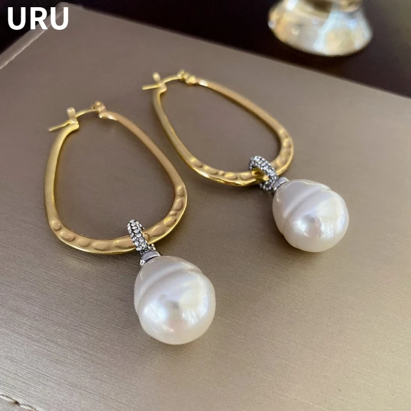 Fashion Jewelry Simulation Pearl U-Shaped Big Simulated Pearl Earrings For Women Luxury Design Sense Ear Accessories Party Gift